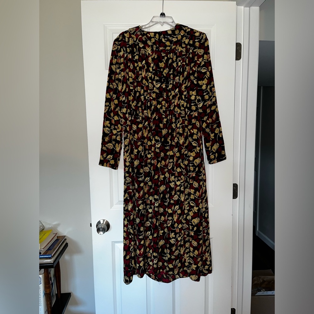 90s Sag Harbor Leaf Print Dress